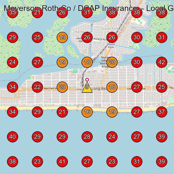 Meyerson-Roth Co / DCAP Insurance GeoGrid visibility map for Insurance Agency in Hewlett